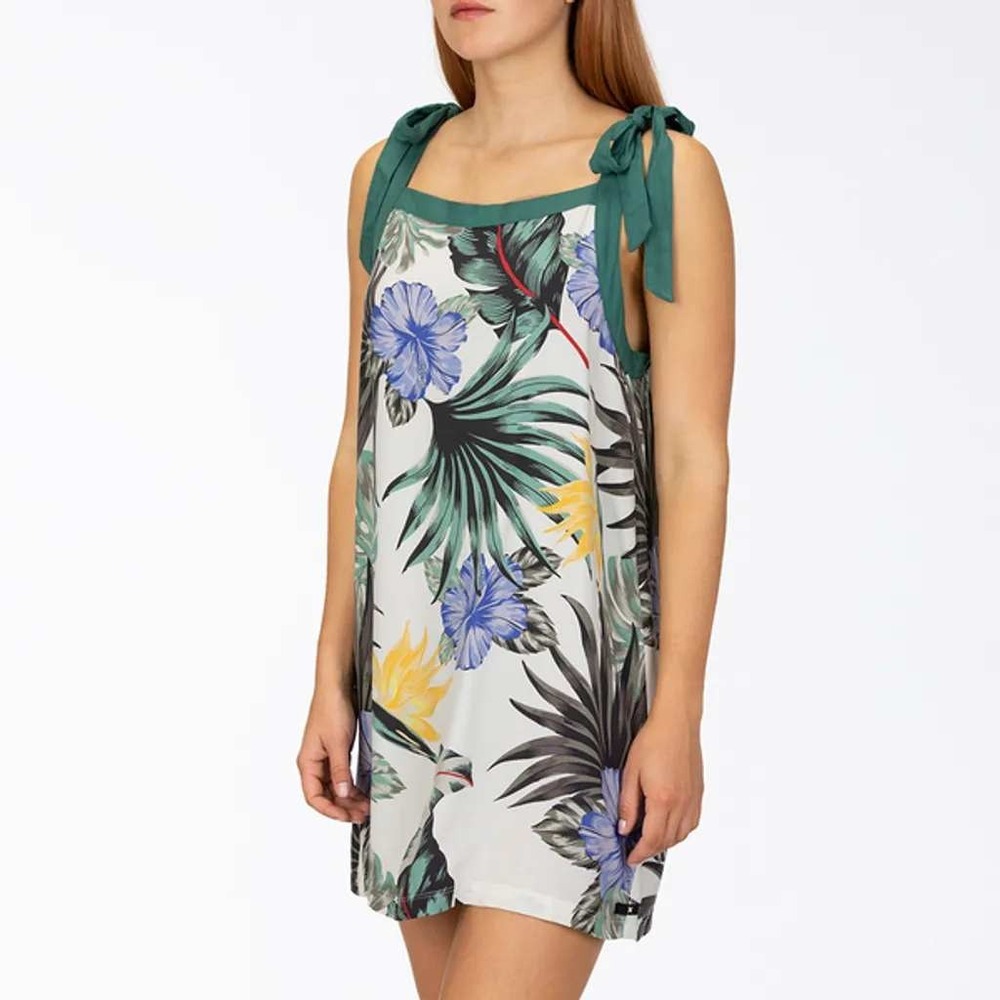 Hurley Womens Tropical Floral Tie Strap Tank Dress Swim Coverup XL